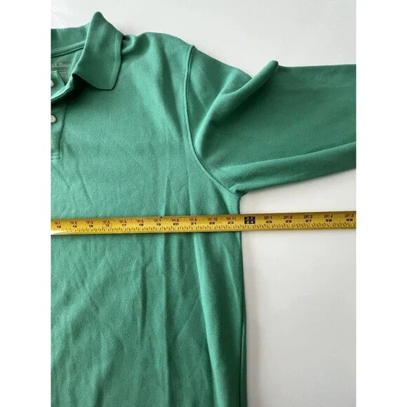 LL Bean Long Sleeve Traditional Fit Polo Sz Large TALL Green Cotton Golf Casual - Picture 4 of 6